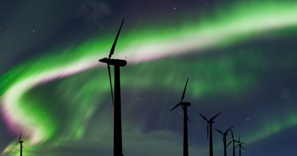 Windmills Aurora Borealis